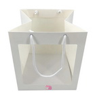 Custom Flowers Gift Packaging White Paper Bags with PVC Clear Windows