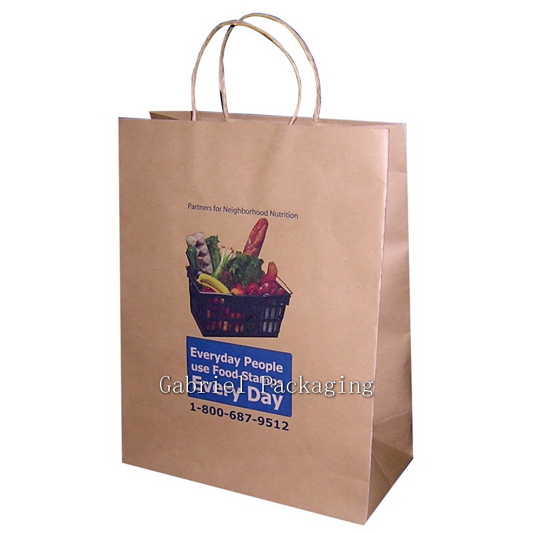 Custom Printed Eco Friend Take Away Paper Bag