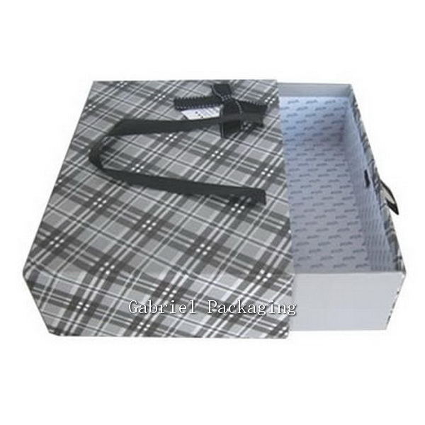 Fashion Drawer Style Cardboard Box with Rope Handle for Luxury Clothes